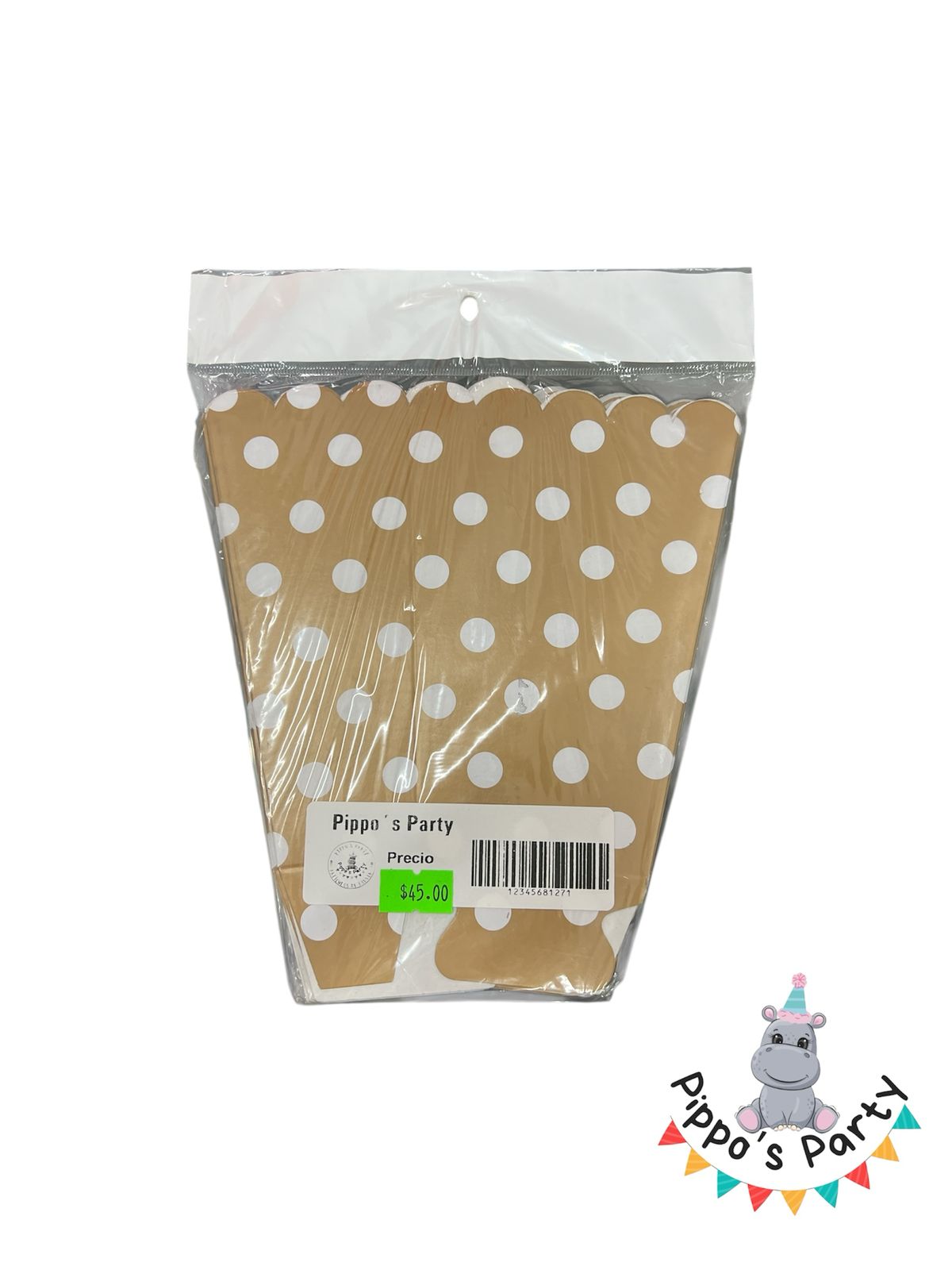 CAJA PARA PALOMITAS COLOR DORADO X10