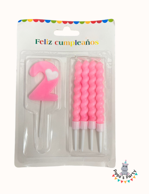 VELA DE CUMPLEAÑOS NÚMERO 2 ROSA