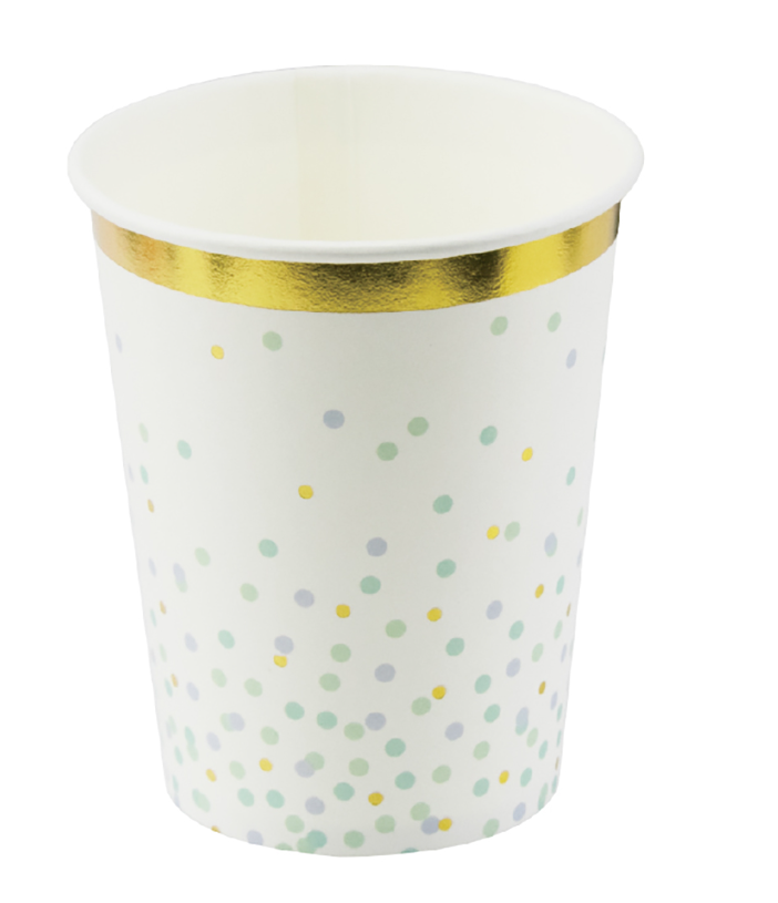 VASO PUNTOS AZULES X8