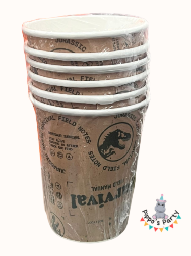 VASOS DE CARTÓN JURASSIC WORLD  X6