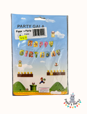 LETRERO FELIZ CUMPLEAÑOS SUPER MARIO