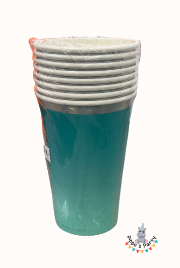 VASOS DE PAPEL COLOR AQUA X8