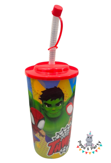 VASO DE PLÁSTICO CON POPOTE NIÑO