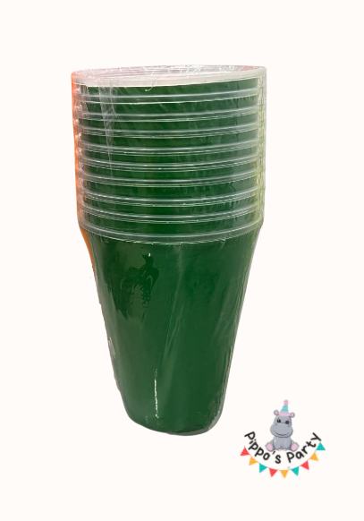 VASOS COLOR VERDE FUERTE X10