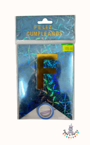 LETRERO FELIZ CUMPLEAÑOS AZUL METÁLICO