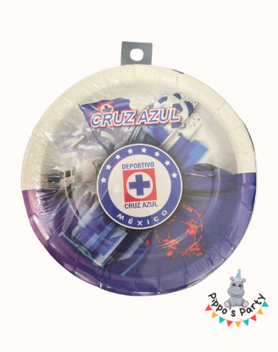 PLATOS DE CARTÓN FUTBOL CRUZ AZUL X10