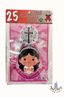 BOLSAS PARA DULCES PRIMERA COMUNIÓN NIÑA X25