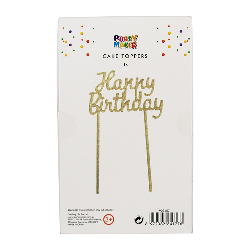 TOPPER PARA PASTEL HAPPY BIRTHDAY DORADO