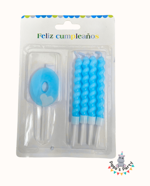 VELA DE CUMPLEAÑOS NÚMERO 0 AZUL