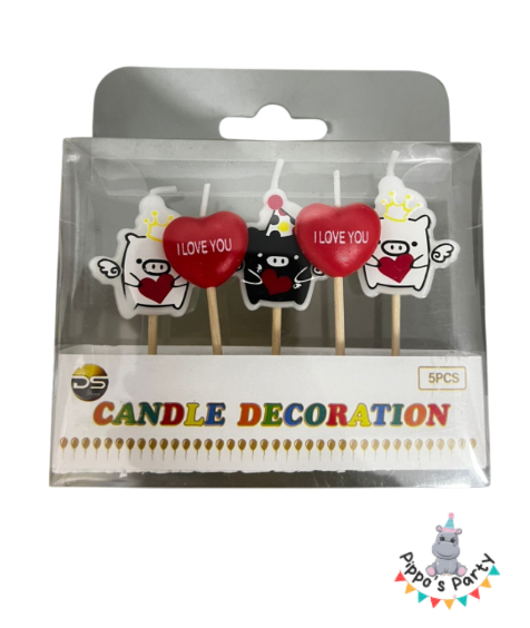 VELAS DE CORAZONES X5 