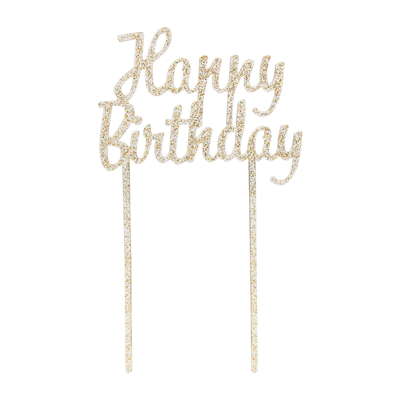 TOPPER PARA PASTEL HAPPY BIRTHDAY DORADO