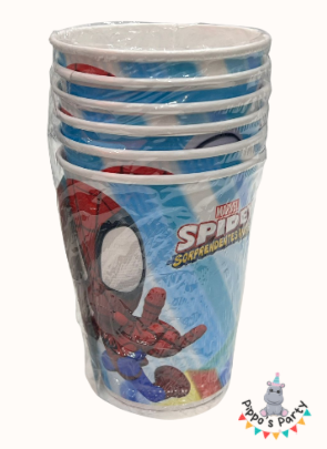 VASOS DE CARTÓN SPIDERMAN X6