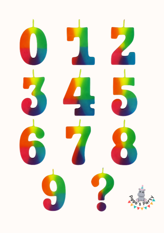 VELA DE NÚMERO MULTICOLOR C/U