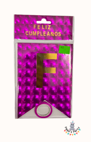 LETRERO FELIZ CUMPLEAÑOS ROSA CUADROS METÁLICOS