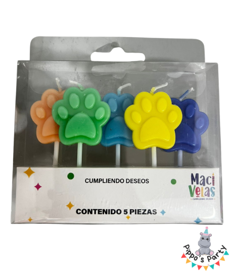 VELAS DE CUMPLEAÑOS PATITAS DE PERRO X5