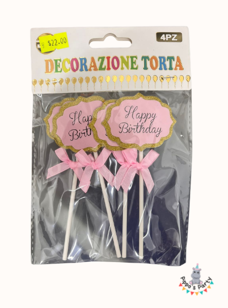 PALILLOS DECORATIVOS DE PASTEL HAPPY BIRTHDAY