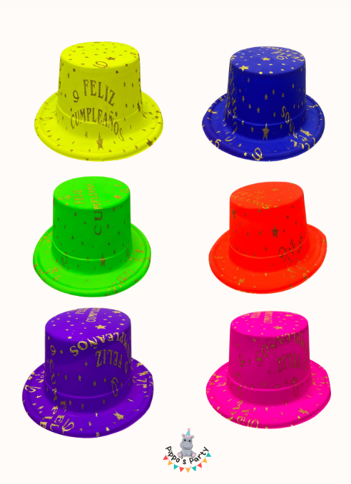 SOMBREROS DE PLÁSTICO FELIZ CUMPLEAÑOS X1