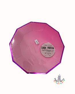 PLATO DE PAPEL COLOR ROSA X8