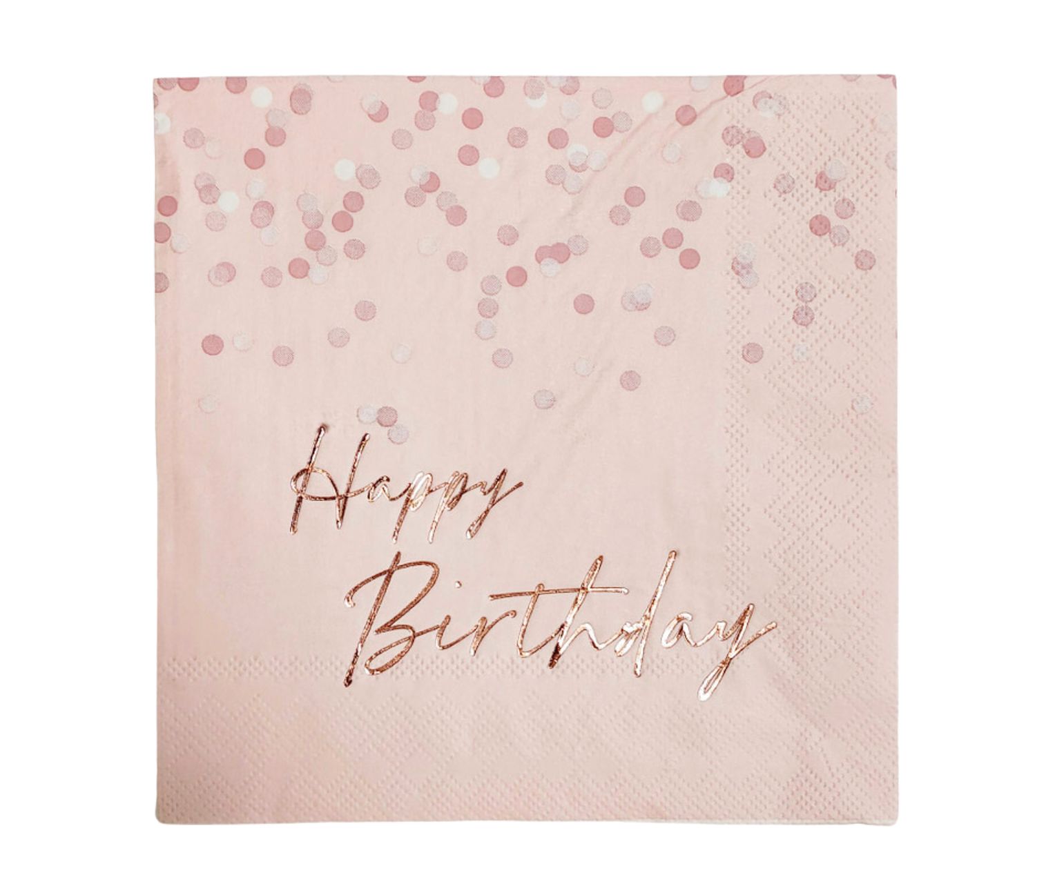 SERVILLETAS HAPPY BIRTHDAY ROSEGOLD X20