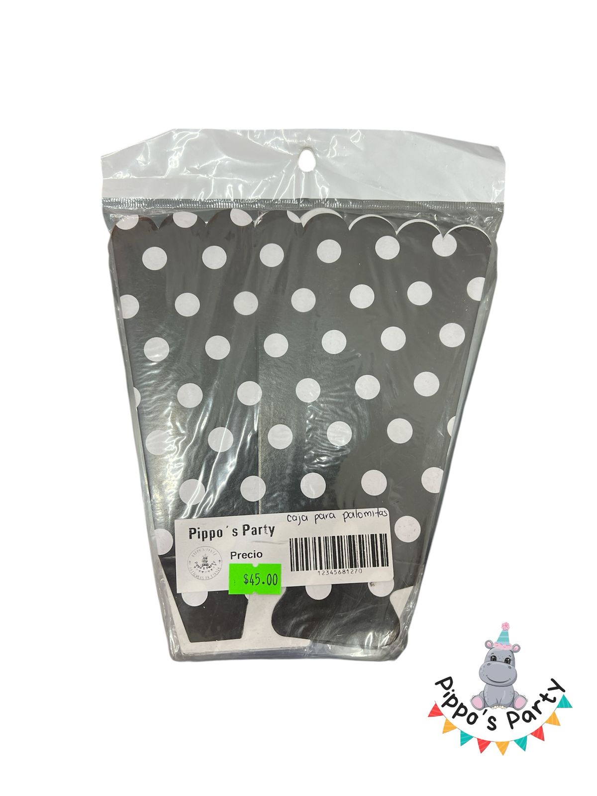 CAJA PARA PALOMITAS COLOR NEGRO X10