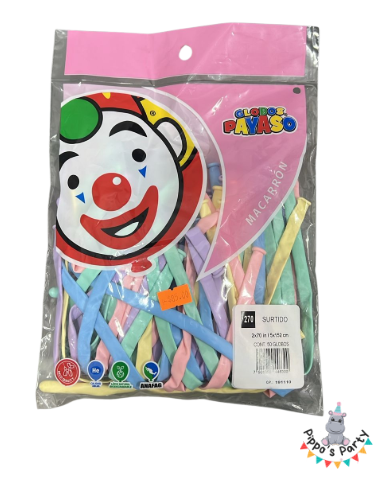BOLSA DE GLOBOS LARGOS COLORES 50 GLOBOS 