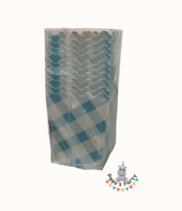 CAJITAS PARA DULCES CON CUADROS AZULES X10
