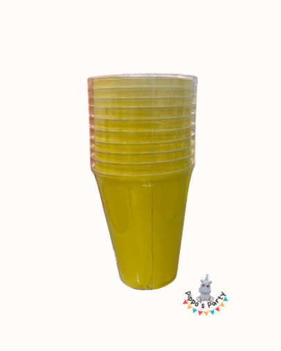 VASOS DE PLÁSTICO COLOR AMARILLO X10