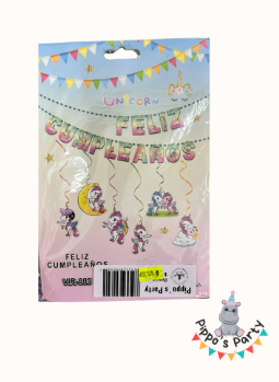 LETRERO FELIZ CUMPLEAÑOS UNICORNIOS