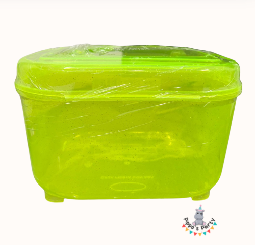 CAJA FIESTA DE PLÁSTICO VERDE FOSFORENSCENTE 