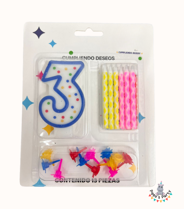 VELA PARA CUMPLEAÑOS NÚMERO 3 