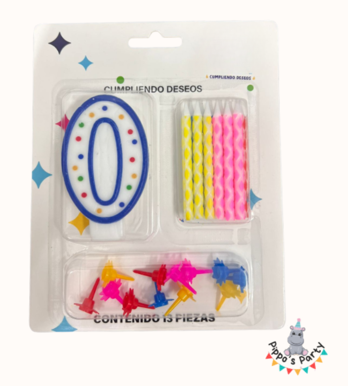 VELA PARA CUMPLEAÑOS AZUL C/U #0 AL #9