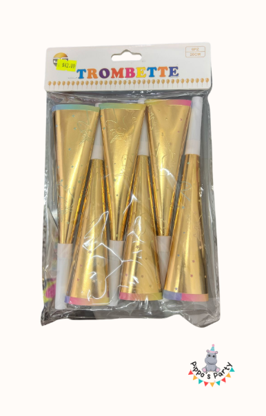 TROMPETAS COLOR DORADO X6