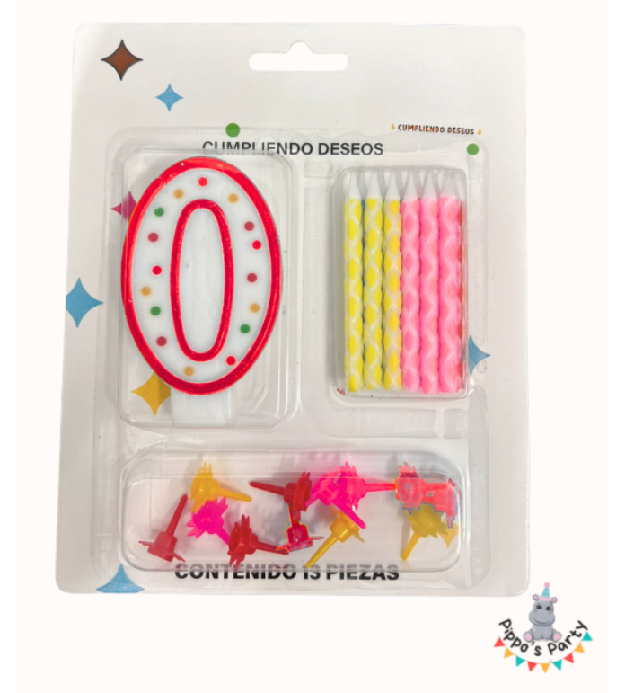 VELA PARA CUMPLEAÑOS ROJA C/U #0 AL #9