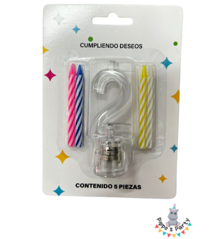 VELA DE CUMPLEAÑOS CON LUCES 0 AL 9