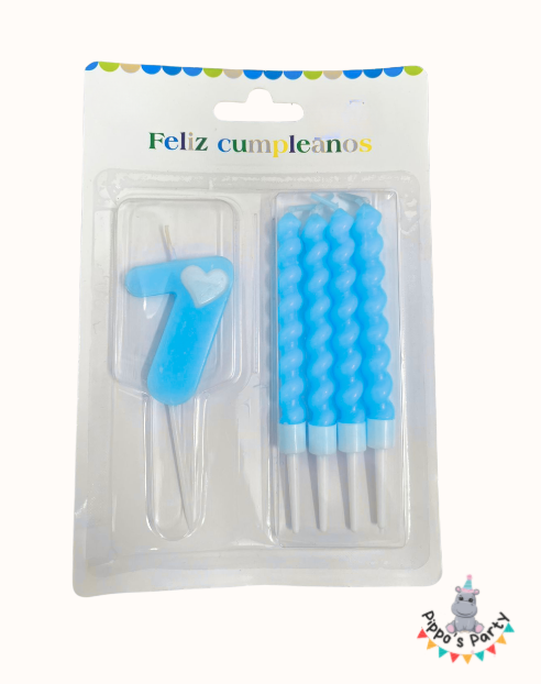 VELA DE CUMPLEAÑOS NÚMERO 7 AZUL