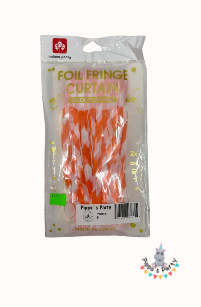 CORTINA DE COLORES NARANJA CON BLANCO