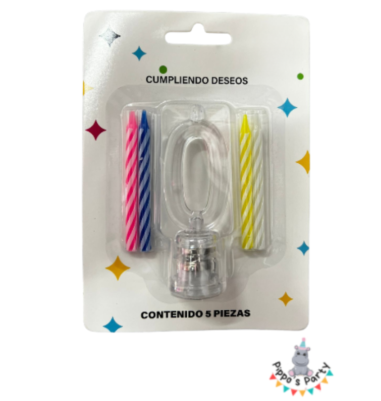 VELA DE CUMPLEAÑOS CON LUCES 0 AL 9