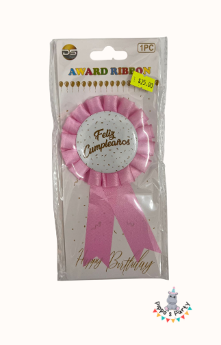 CINTA DE PREMIO FELIZ CUMPLEAÑOS ROSA