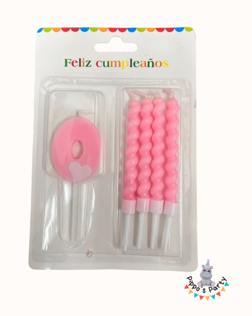 VELA DE CUMPLEAÑOS NÚMERO 0 ROSA