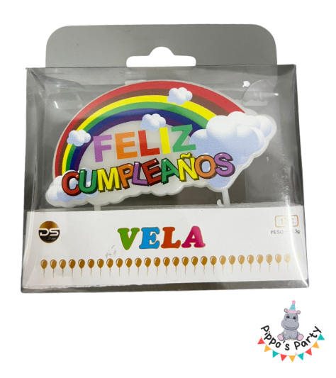 VELA DE CUMPLEAÑOS ARCOIRIS 