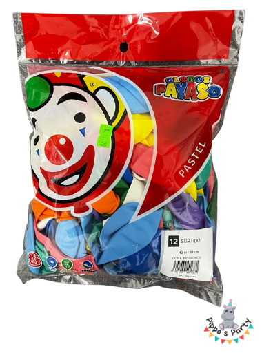 BOLSA DE GLOBOS PAYASO 12IN 100 GLOBOS