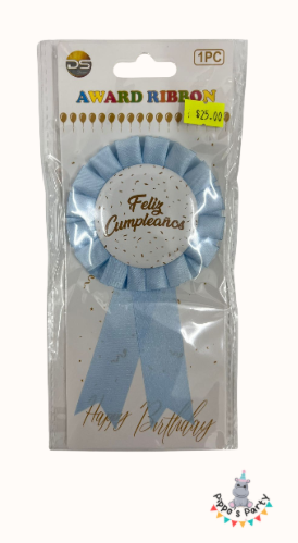 CINTA DE PREMIO FELIZ CUMPLEAÑOS AZUL