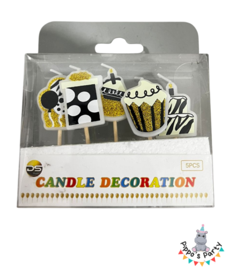 VELAS DE CUMPLEAÑOS DORADO X5