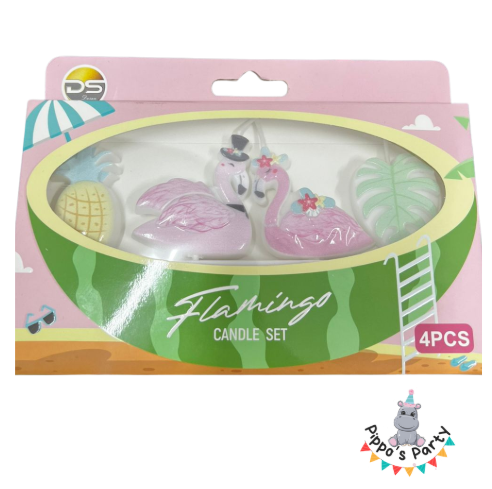 VELAS DE CUMPLEAÑOS FLAMINGO X4