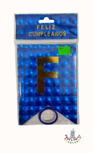 LETRERO FELIZ CUMPLEAÑOS AZUL CUADROS METÁLICOS