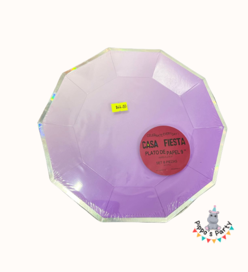 PLATOS COLOR MORADO X8