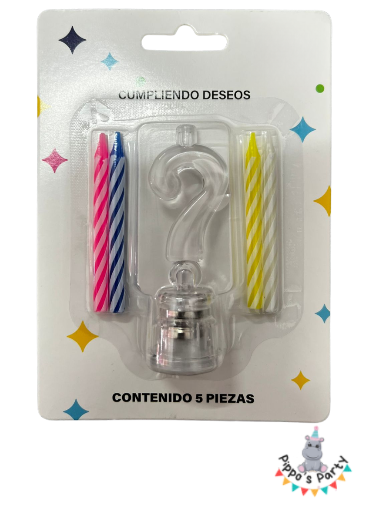 VELA DE CUMPLEAÑOS CON LUCES 0 AL 9