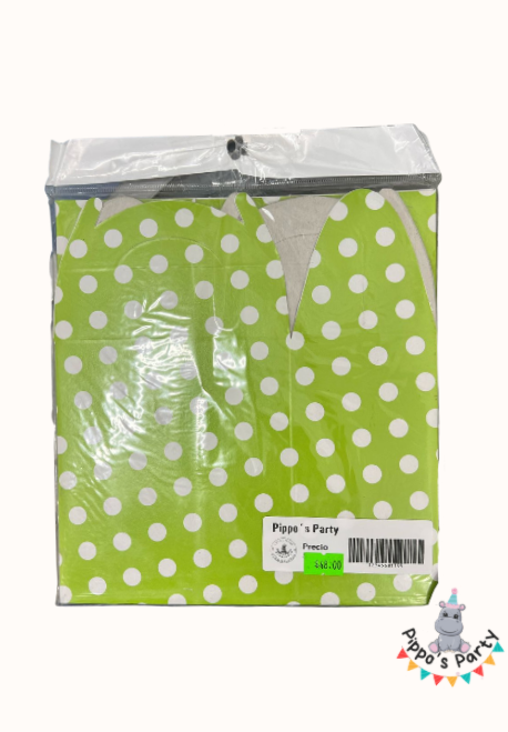 CAJA VERDE CON PUNTOS BLANCOS X10