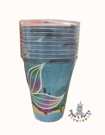 VASOS DE PLÁSTICO TEMÁTICA SIRENA X10