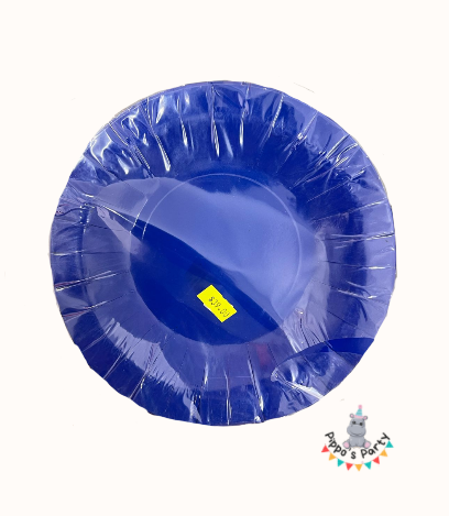 PLATO DE CARTÓN COLOR AZUL FUERTE X10